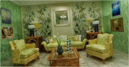 Zelená obývacia izba: odtiene, farebné kombinácie, registračné pokyny