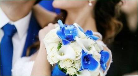 Biele-modrá kytica nevesty: jemnosť dizajn a výber