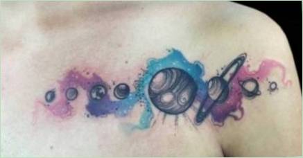 Tetovanie s obrazom sprievode planét