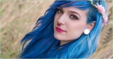 Modré vlasy: odtiene a farbenie technológie
